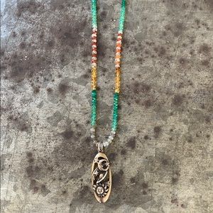 Celestial Pendant on Colorful Gemstone Necklace